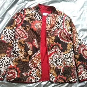 Paisley Leopard Animal Print Red Brwn Blazer